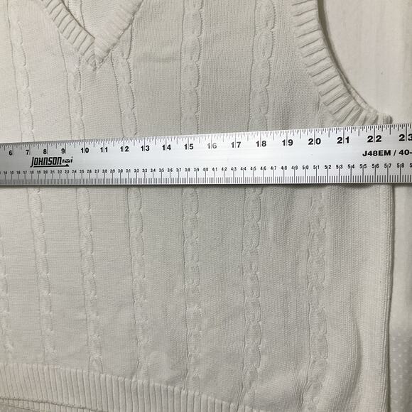 Wilson Men Sweater Vest S White Cable Knit Classic Sleeveless V-neck Classic - Picture 7 of 7